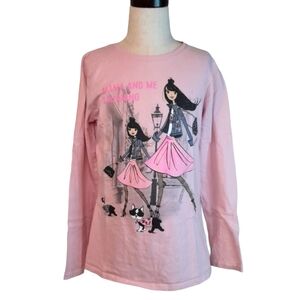 PLACE Girls 10/12 Mommy & Me Paris Shopping Graphic Long Sleeve - Pink